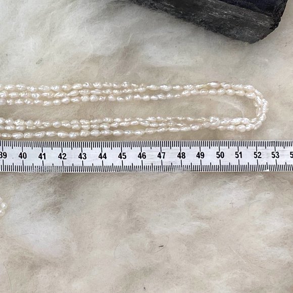 Genuine Freshwater Seed Pearl, Rice Pearl Triple Strand Necklace &  Bracelet Set - Picture 7 of 8